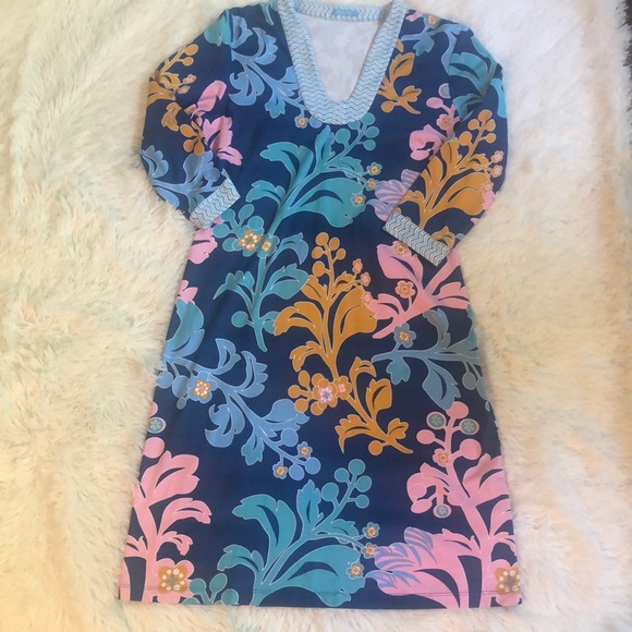J. McLaughlin colorful tropical 3/4 sleeve dress